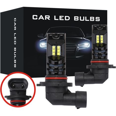 2 LED-Lampen 9005/9006 HB3/HB4 LED-Nebelscheinwerferlampen, Tagfahrlicht für Autos, 6000k weiß, 12V, 1200LM (H10) (1/3)