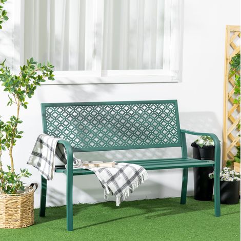 Banco de jardín 127 x 63 x 83 cm de acero, verde oscuro DESVIAE (1/5)
