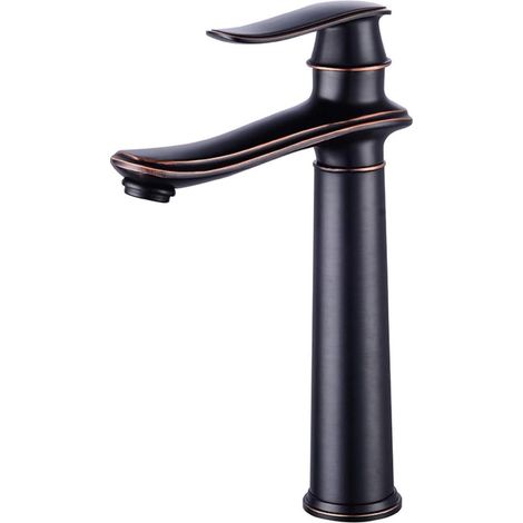 White brass basin mixer tap, single lever, hot and cold water, modern design (1/5)