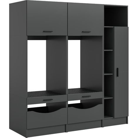 Free Waschmaschinenschrank 5 Türen, 2 Klappentüren, 2 Schubladen, 5 Regale Anthrazit. (1/5)