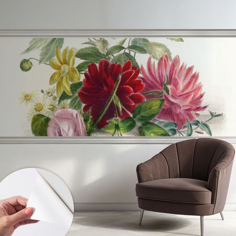Carta da parati adesiva - lavabile - decorazione murale - per cucina - pellicola decorativa Mazzo di fiori 250x104 cm (1/5)