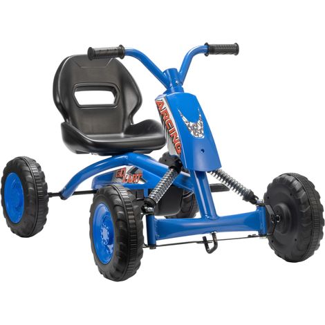 AIYAPLAY kart pedales, go kart con ruedas PP, marco de acero, carga 30 kg, para niños y niñas de 2-5 años, azul