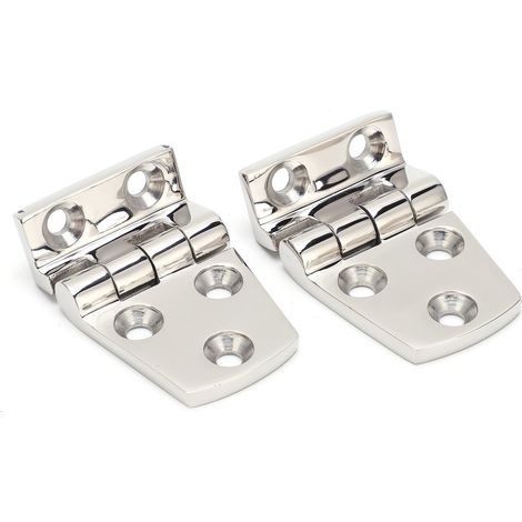 Lot de 2 charnières en acier inoxydable pour porte, finition polie durable, idéales pour les meubles, les bateaux et la maison.