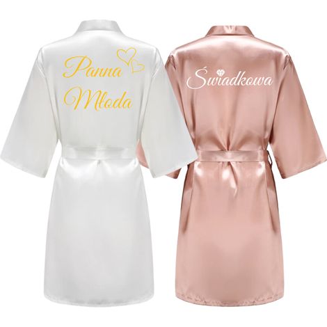 Conjunto de 2 batas de baño para novia, dama de honor, regalo de boda, despedida de soltera [WP-SZ-Z1] (1/5)