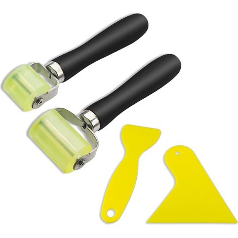 Lot de 2 rouleaux presseurs en caoutchouc avec 2 raclettes de film - Outil de pression - Isolation acoustique de voiture - Rouleau de pression - Résistant à la chaleur - Pour les bords et le soudage (1/5)