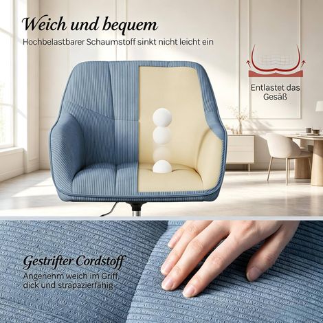 Silla de oficina giratoria 56x40x81-90 cm de tela azul, ajustable y estable – MEUBLIV (1/5)