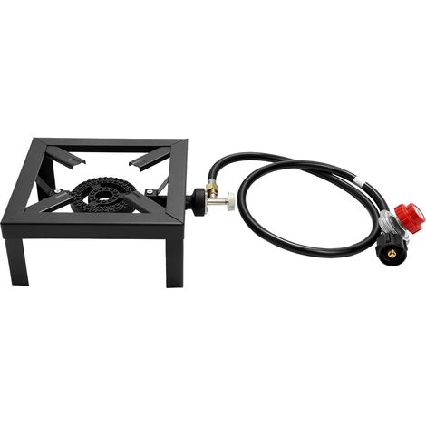 Cuisinière à gaz d'extérieur Portable à Double brûleur 8000W, cuiseur au Propane avec tuyau de régulateur réglable 0-10Psi pour Patio Camping, barbecue-1 Burner (1/5)