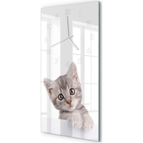 Horloge Murale Rectangulaire Verticale Fonctionne avec Pile AA 30x60 cm Chat gris 30x60 cm (1/5)