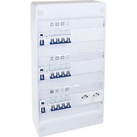 Quadro elettrico montato e cablato 39 moduli Evolution Eur'Ohm - 3 file - per appartamenti T3/T4 - EUROHM - 19431 (1/3)
