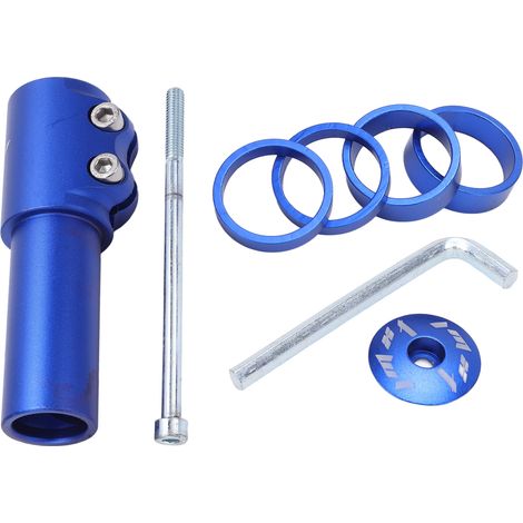 Extension de Potence de Vélo de Montagne en Alliage d'Aluminium, Rehausseur de Tube de Fourche pour VTT et Vélo de Route, Bleu (1/5)
