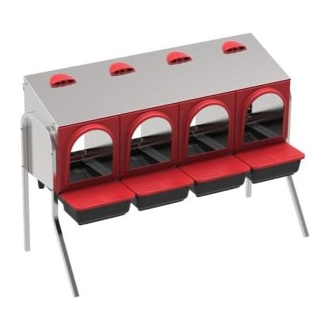 Nido per galline Interno 4 reparti 108x48x77 cm. Include gambe