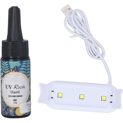 Kit Résine UV avec Lampe de Durcissement 25g Colle UV pour Fabrication de Bijoux Coques Téléphone Artisanat DIY Débutants Bleu (1/5)