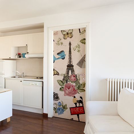 Sticker Autocollant Porte Paris, 204 cm X 83 cm, Décoration Intérieure (1/3)