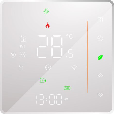 Termostato inteligente programable con Wi-Fi, compatible con controles táctiles, aplicación móvil y control por voz, 5 A (blanco)