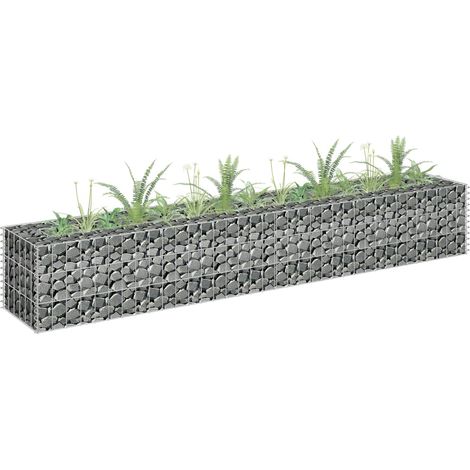 Lit surélevé à gabion acier galvanisé 180x30x30 cm – Bordure sécurisée pour parterre de fleurs – Assemblage facile – Grande capacité de charge – Nova (1/5)