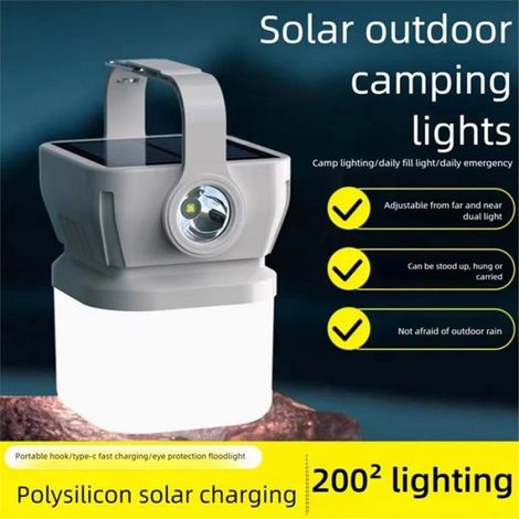 Lampe Solaire LED Portable Rechargeable, Lanterne Étanche, Éclairage D'Extérieur, Idéal pour le Marché Nocturne, le Camping, les (1/5)