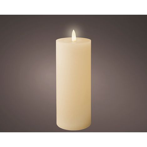 Cremefarbene LED-Wachskerze, ø7 x 19 cm