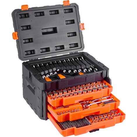 Coffret d'Outils de Mécanicien 450PCs avec Embouts, Clés et Accessoires, Kit de Douilles Profondes et Standard à Entraînement 6,4 mm, 9,5 mm et 12,7 mm, SAE et Métrique, pour Réparation Auto (1/5)