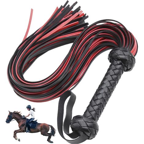 Cravache d'équitation, Fouet de Cheval en Simili Cuir pour l'équitation, fouets Doux et durables avec poignée Confortable pour l', fouets pour Costume de Cosplay et 1 (1/5)
