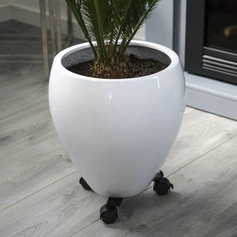 Supporto per piante moderno nero con ruote (1/5)