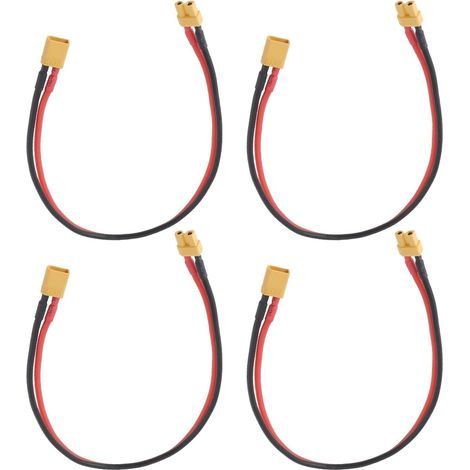 Lot de 4 connecteurs XT30 U-F vers XT30 U-M mâle vers femelle 16 AWG pour batterie panneaux solaires modèles avions 30 cm (1/5)