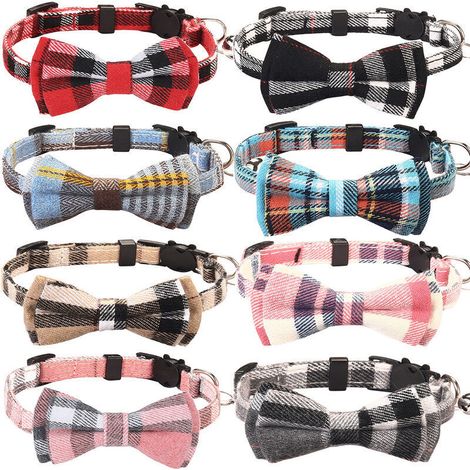 Collier Chat Anti Étranglement, Collier pour Chat avec Clochette et Nœud Papillon, Colliers Mignon pour Chaton et Chats, 8 Pack,, Ensoleillé