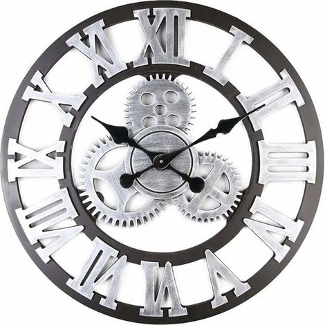 royaluxe - 3D Grand Classique Vintage en Bois Silencieux Horloge Murale Rétro Vitesse Pendaison Horloge Chiffre Romain Horologes Style Européen Steampunk Décor Industriel pour Salon, Bar,40 40cm (1/5)