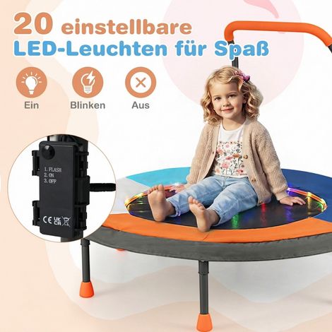 Ø90 cm children&39s trampoline with LED lighting, handle, and carrying bag, mini trampoline, dark blue (1/5)