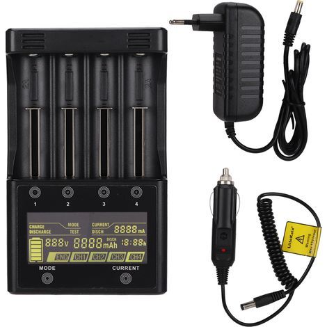 LiitoKala Lii-500S 4-Slot-LCD-Akkuladegerät für Lipo Ni MH 18650/26650/14500/Aa AAA (EU) (1/5)