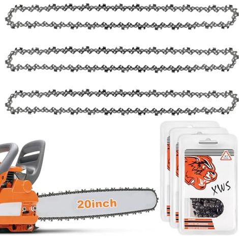 Lot de 3 Chaînes de Tronçonneuse 20 Pouces (50 cm), 76 Maillons, Pas 0.325" Jauge 1.5mm, Acier Manganèse SAE8660, Compatible Hyundai Timberpro Parker (1/5)