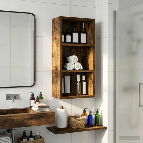 vidaXL Armoire murale de salle de bain Chêne Fumé 30 x 16 x 62,5 cm