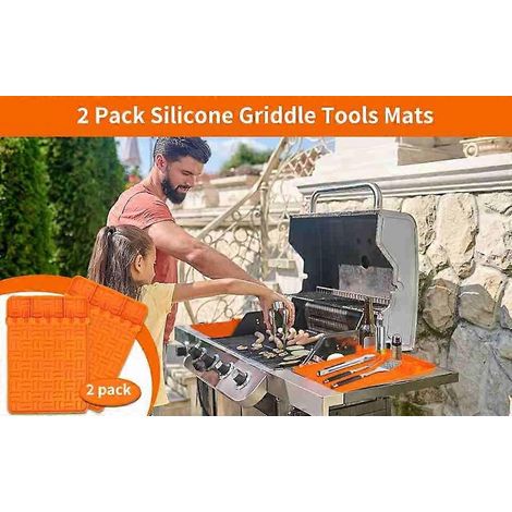2er-Pack Silikon-Grillmatten-Set für den Außenbereich, inklusive Spatel und Tropfschutzmatte für die Grillplatte