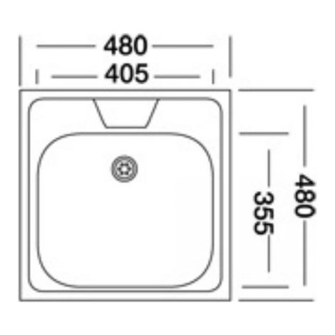 Lavello incasso monostampo N244KR 1 vasca 48x48 cm. inox
