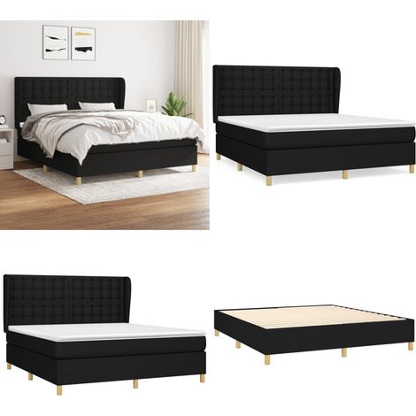 Boxspringbett mit Matratze Schwarz 160x200 cm Stoff - Boxspringbett - Doppelbett - Schlafsystem - Bettrahmen - Matratze - Home & Living (1/5)