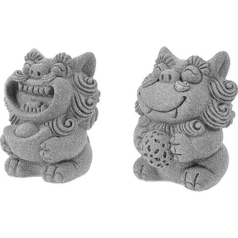 1 paire de mini sculptures de lions, statues d'animaux, décoration miniature pour jardin paysager (1/5)
