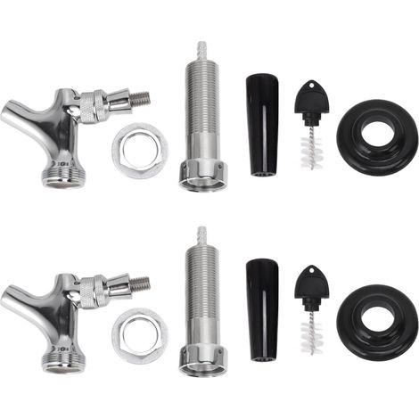 Lot de 2 robinets à bière en acier inoxydable, étanchéité optimale, tige de 10,5 cm (4 1/8 po), raccord cannelé 6,35 mm (1/4 po), filetage G1/2 (1/5)