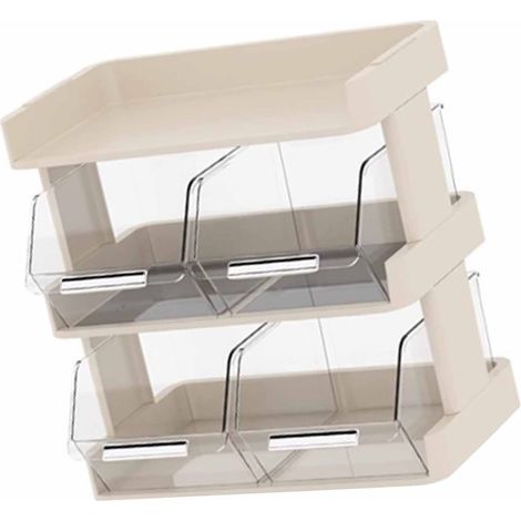 Boîte de rangement pour sachets de thé, capsules de café, coin thé au bureau, porte-tasses de style japonais, étagère de rangement pour comptoir de bar, porte-tasses, blanc crème à trois niveaux. (1/5)