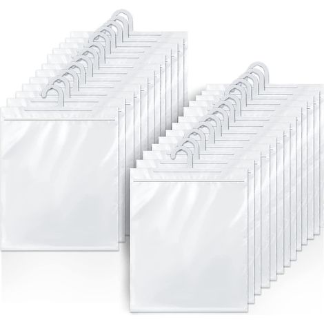 Lot de 24 sacs de rangement suspendus, grands crochets, sacs en plastique transparent de 25 x 32 cm (10 x 12,5 pouces) pour salles de classe, bibliothèques et pharmacies. (1/5)