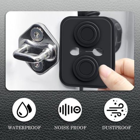 Protecteur De Gâche De Porte Voiture 4 Pièces, Cache Serrure En Silicone Auto-Adhésif, Réduction Du Bruit, Universel Noir (1/5)