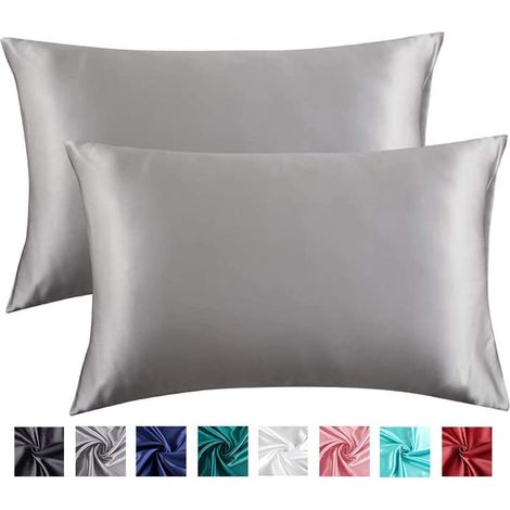 Set of 2 satin pillowcases for hair and skin, with envelope closure (standard size: 50.8 x 66 cm)