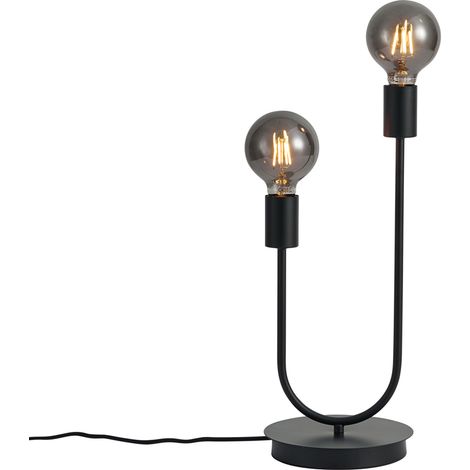 QAZQA Art Deco Table Lamp Black 2-Lights - Tuning