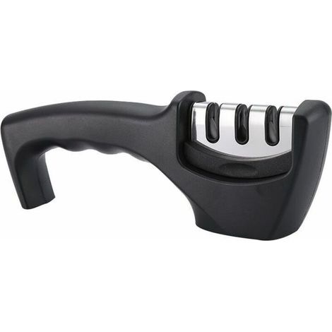 Ahlsen Messerschärfer, 3-in-1-Profi-Messerschärfer, manueller Messerschärfer, Messerschärfer für Edelstahlmesser aller Größen (schwarz) (1/5)
