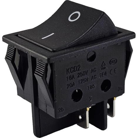 Interrupteur à Bascule 4 Broches - 1 Pièce - Noir - 16A 250V - Montage Encastré - Pour Équipement Électrique