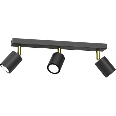 Plafonnier 3 spots orientables GU10 noir/or Luminex