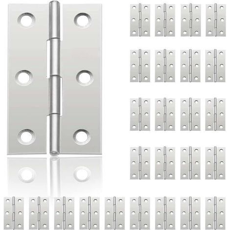 24 Pcs Small Door Hinges, Stainless Steel Hinge, DIY Door Hinges for Cupboard Door, Piano Hinge, Jewelry Boxes, Home Furniture, Cabinet (44mm 32mm) (1/5)