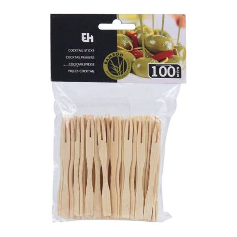 TENEDOR BAMBÚ 100U. COCTEL