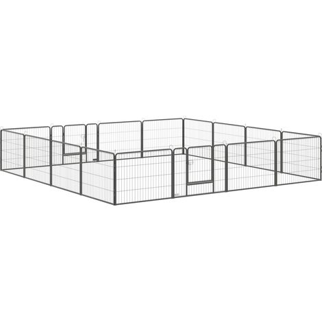 Parc modulable pour animaux, 16 segments en acier, 60 cm de hauteur, avec 2 portes verrouillables (1/5)