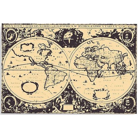 Tableau carte vintage du monde - 100 x 70 cm (1/5)