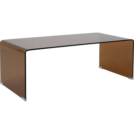 Table basse rectangulaire L110 cm en verre trempé marron (1/5)
