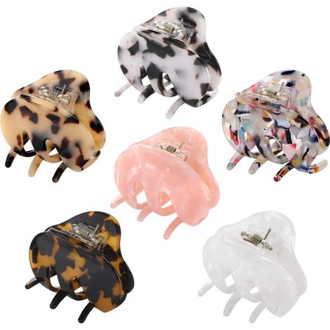 Pince À Cheveux - 5,6 Cm - Motif Écaille De Tortue Et Léopard - Acrylique - Lot De 6 (1/5)
